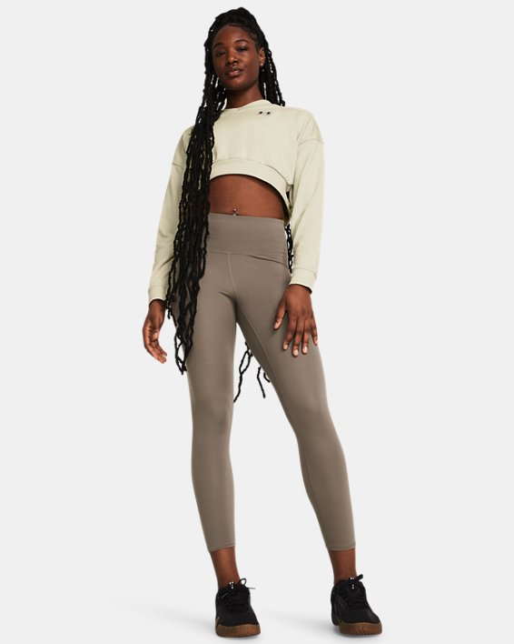 Women's UA Rival Terry Oversized Crop Crew in Brown image number 2